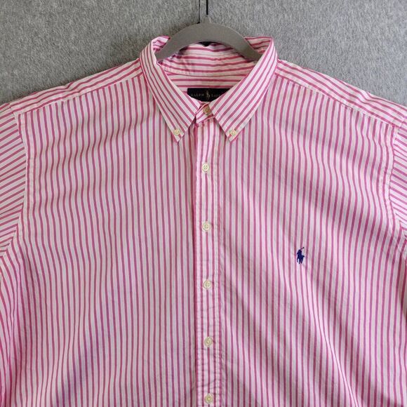 Ralph Lauren Shirt Mens 2XLT Pink Vertical Stripe Office Church Wedding Easter - Picture 2 of 11